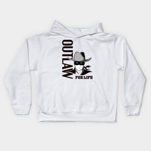 Cowboy Art | Outlaw For Life Line Art Kids Hoodie